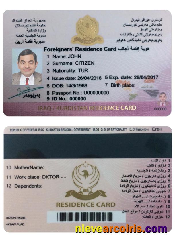 IRAQ (KURDISTAN) residence card